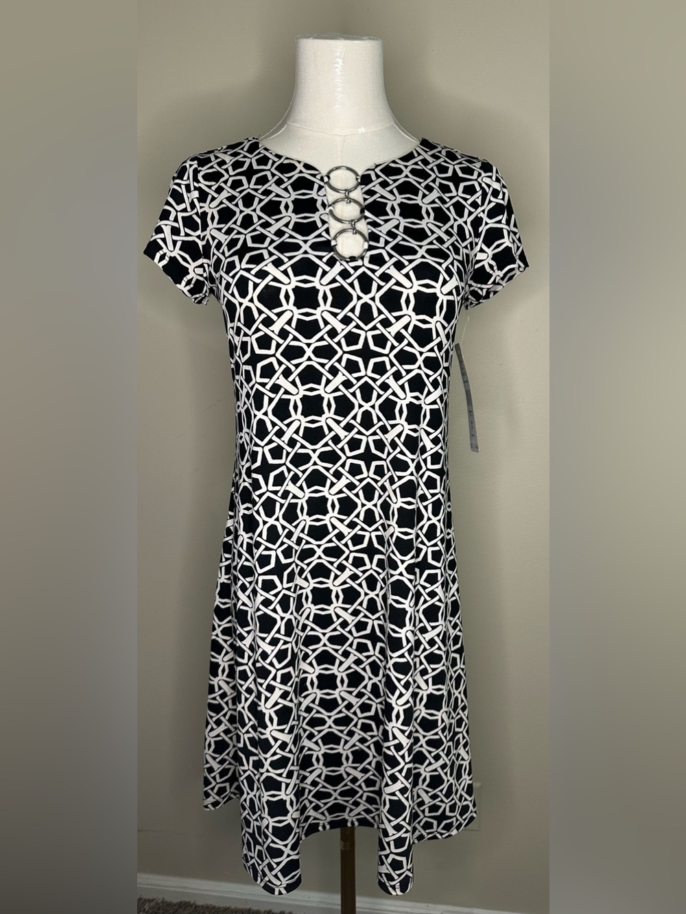 MSK Petite Black/White Short Dress PS